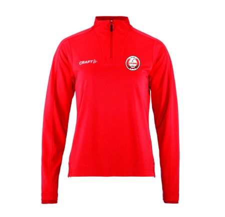 KV Wordt Kwiek - Half zip Dames rood en zwart